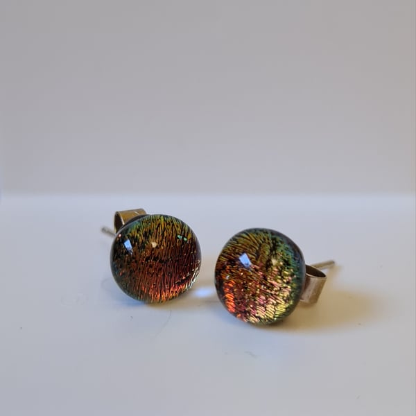 Sparkly fused glass stud earrings