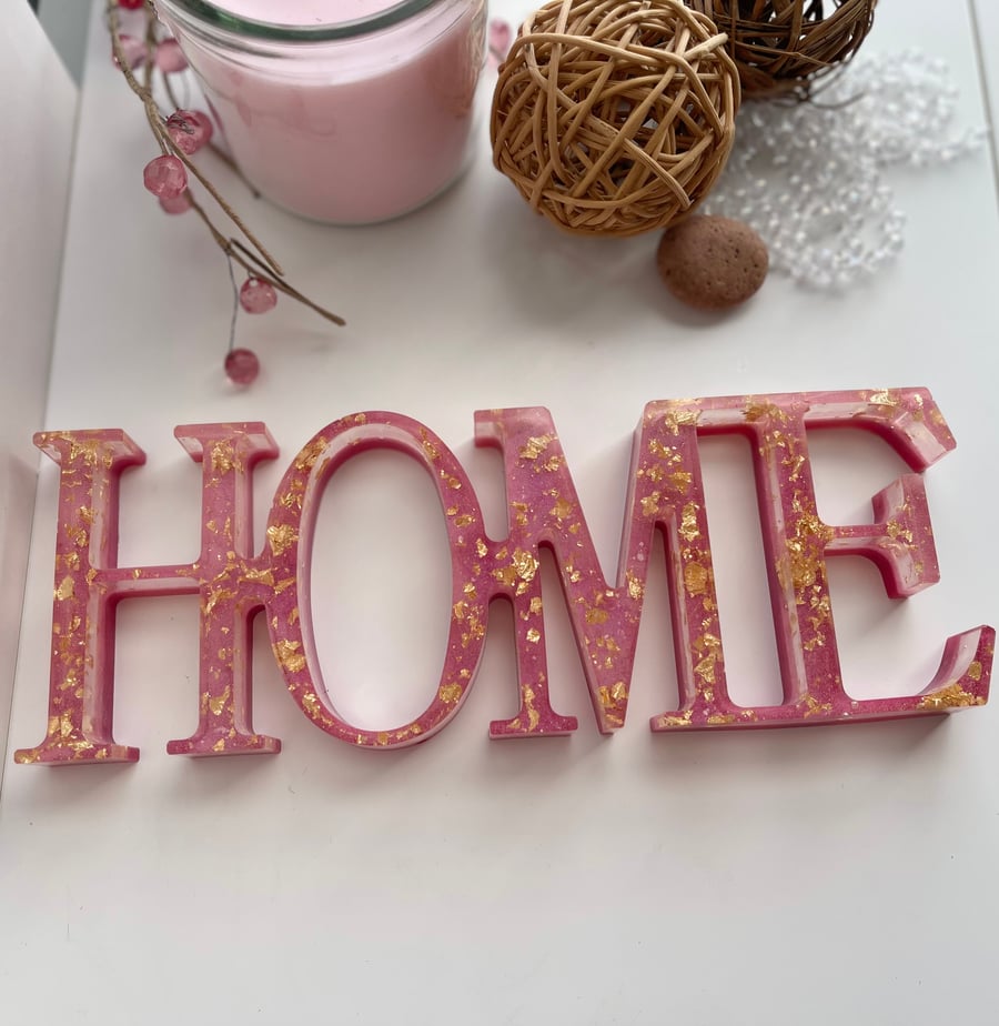 Pink gold Handmade Resin interior Home Sign FREE DELIVERY