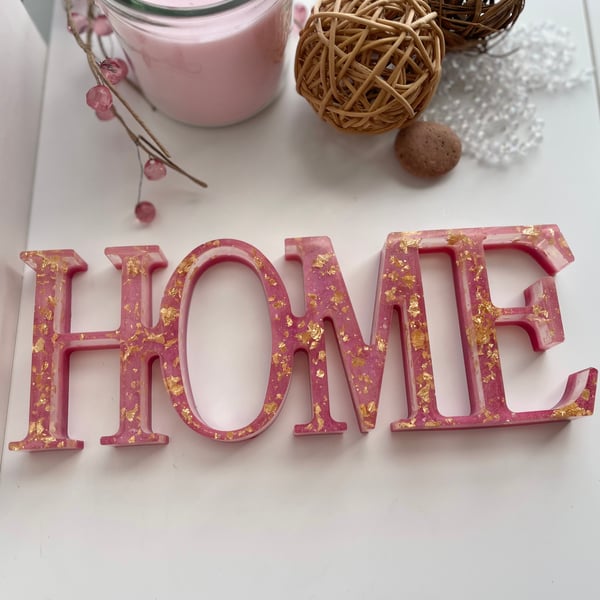 Pink gold Handmade Resin interior Home Sign FREE DELIVERY