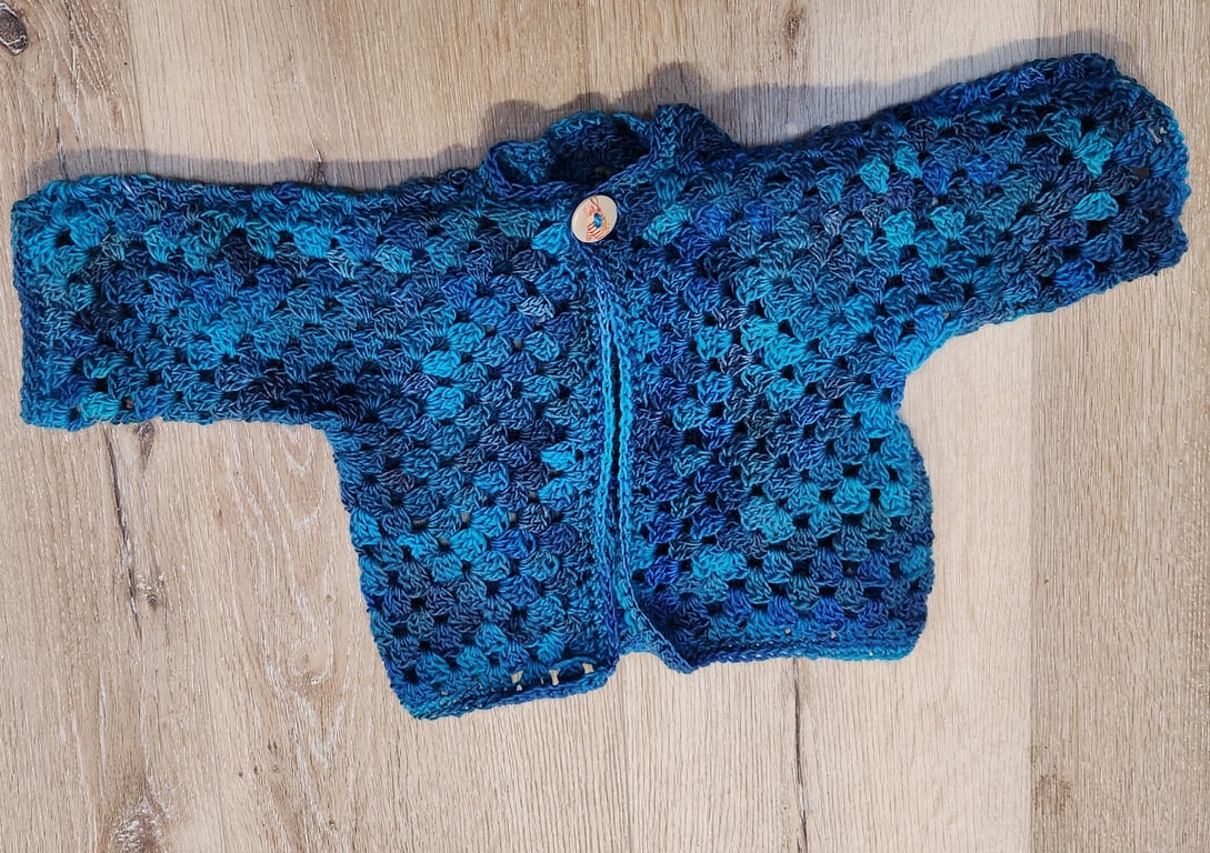 Hexagon cardigan baby and toddler blue
