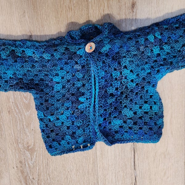 Hexagon cardigan baby and toddler blue