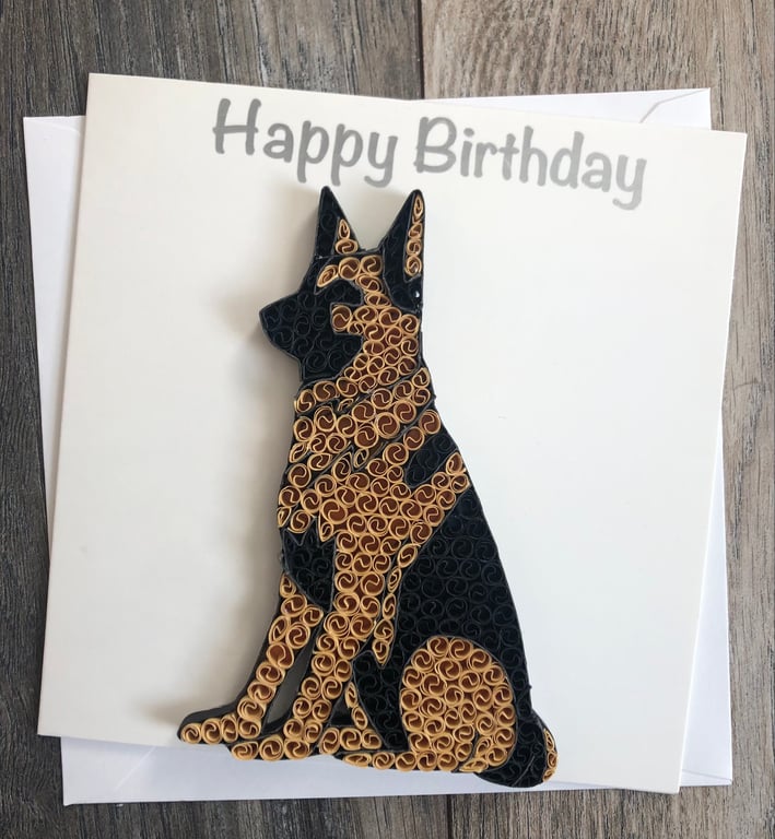 Stunning Handmade quilled German Shepherds Card