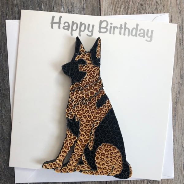 Stunning Handmade quilled German Shepherds Card