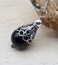 Small Black Jet cone pendant. Reiki jewelry uk. - Image 2