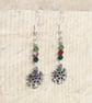 Snowflake earrings with red and green Swarovski crystals, silver plated - Image 3