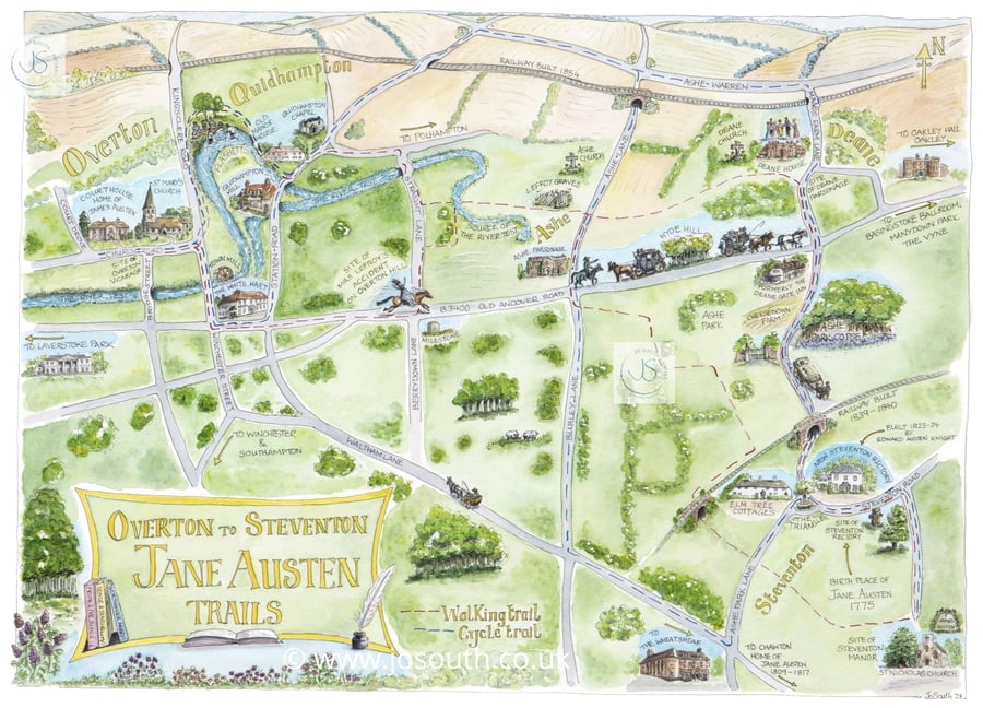 Overton to Steventon Jane Austen Trails - Giclee Print. Choice of 2 sizes