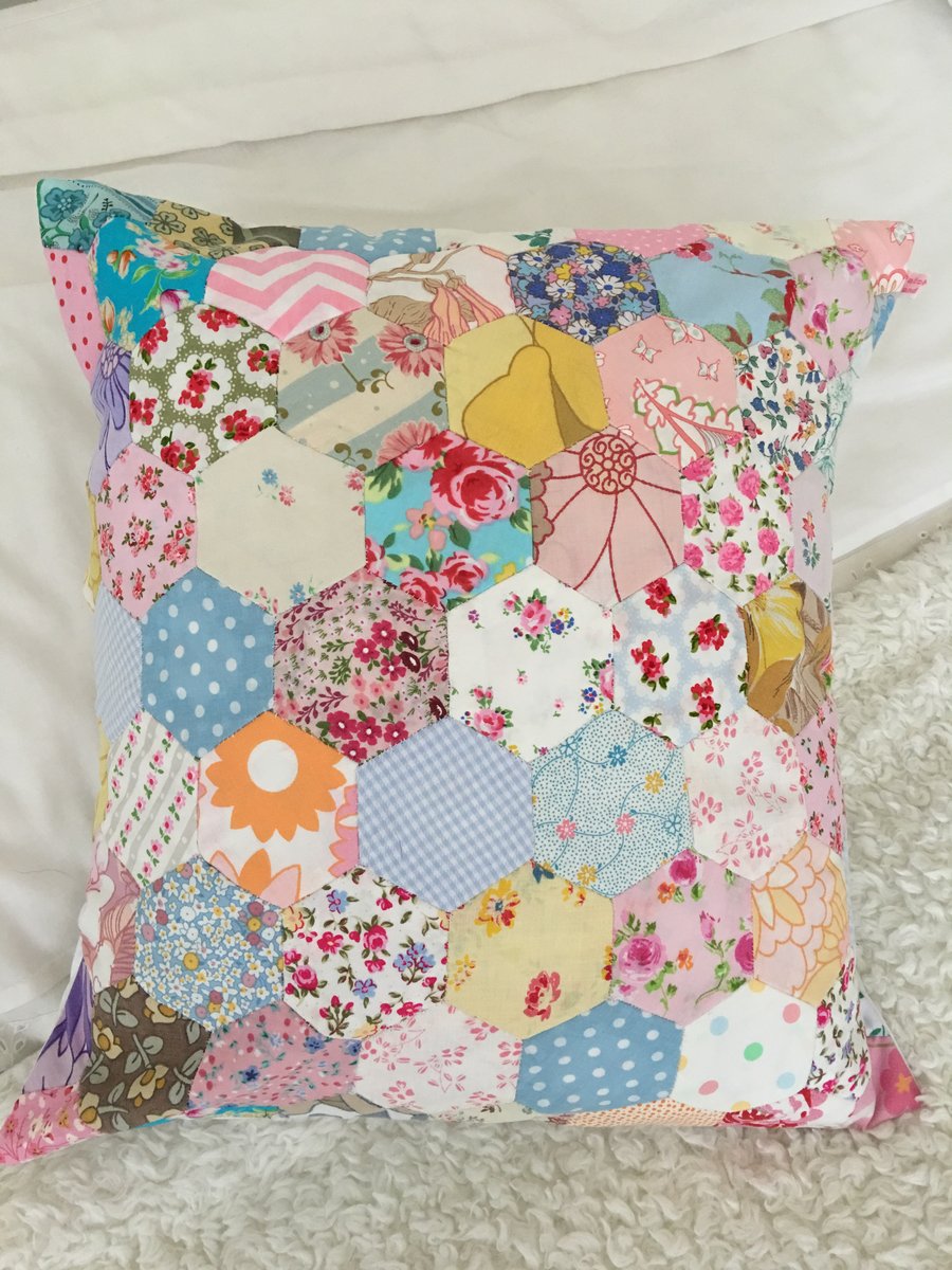 Hexagon patchwork cushion cover  