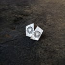 Sterling Silver Heart Burst stud earrings, STUD earrings