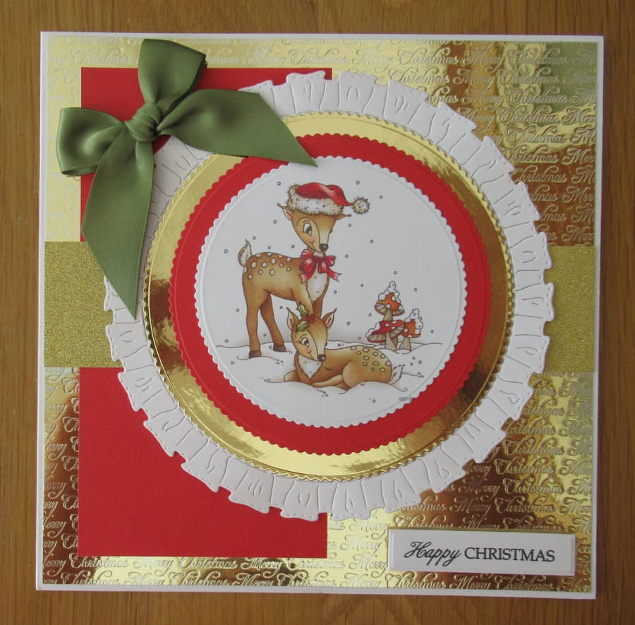 8x8" Reindeer in the Snow - Luxury Christmas Card