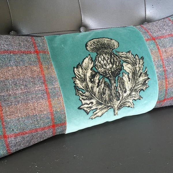 Thistle Bolster Velvet and plaid Free UK Timorous  Beasties