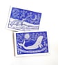 Fox and Whale Cards - Set of 2 - READY TO SHIP