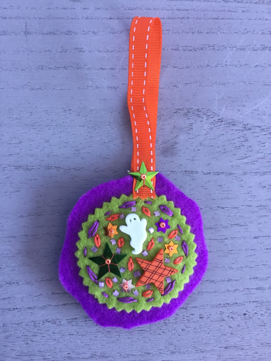 Embroidered Halloween Ghost Hanging Decoration 