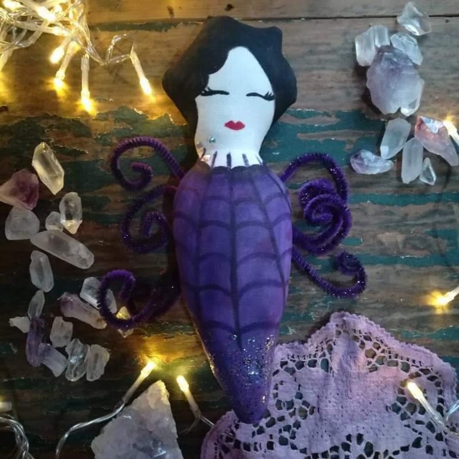 Art doll Spider Lady Wall hanging, creepy decor, witches boudoir ,haunted house