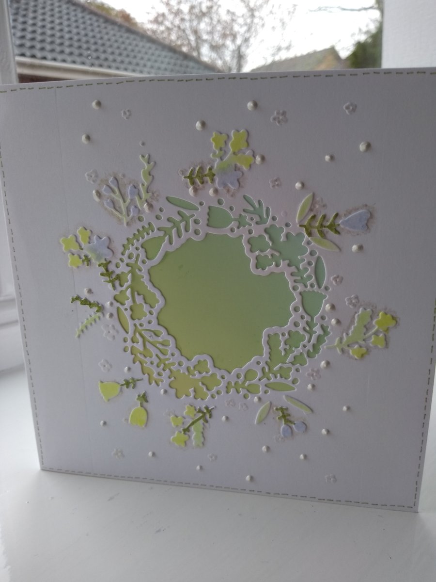 Pretty floral wreath personalised card