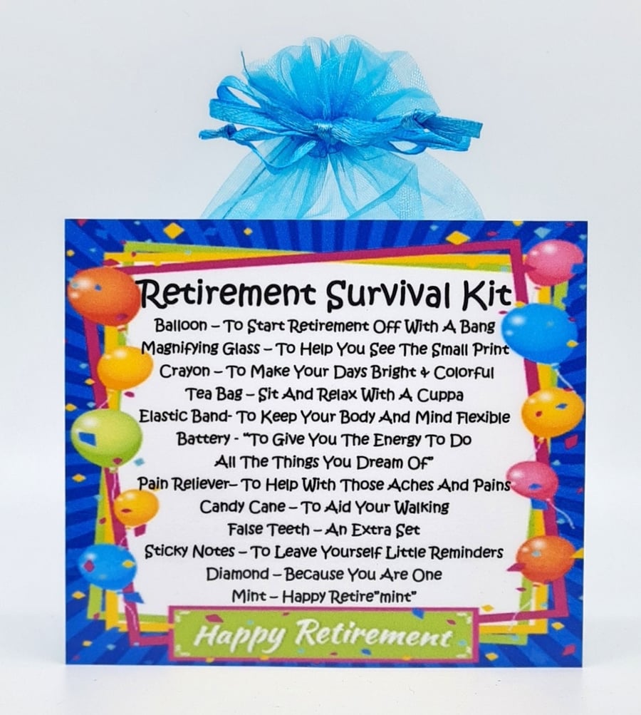 Retirement Survival Kit - Fun Novelty Gift Good Luck Goodbye Gift & Keepake
