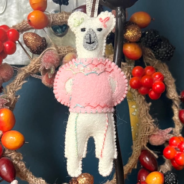 Bear in a Pink Fair Isle Jumper 