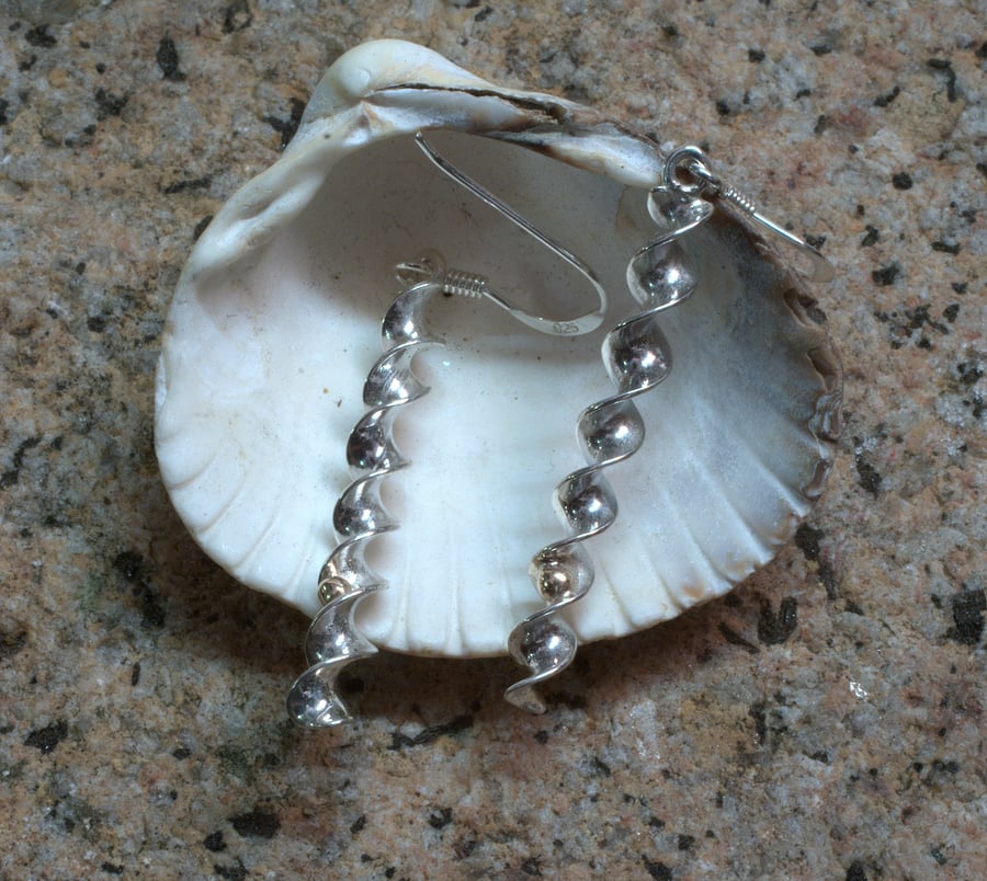 Silver and 9ct Helix Earrings Long