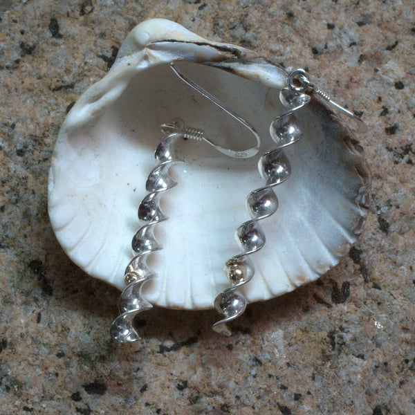 Silver and 9ct Helix Earrings Long