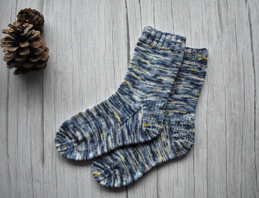 Sparkly merino wool hand knitted socks. Made from hand dyed British yarn. 