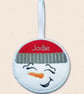 Snow Boy or Snow Girl Christmas Decoration - Embroidered Tree Ornament - Image 3