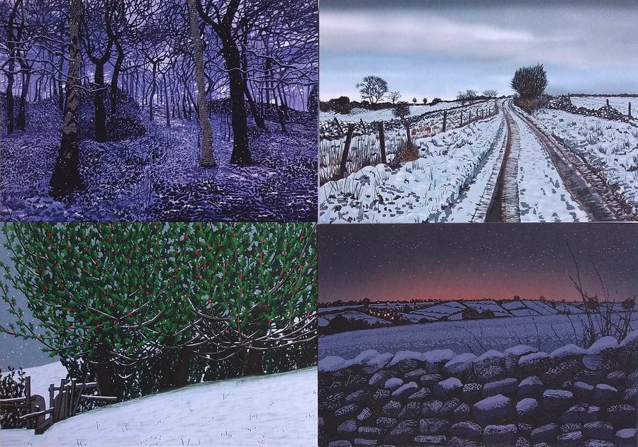 Festive snow scene greetings cards