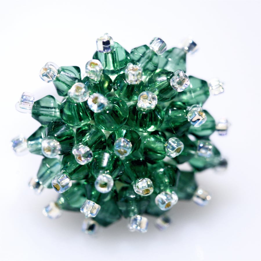 Beautiful Green Crystal Bead Ring