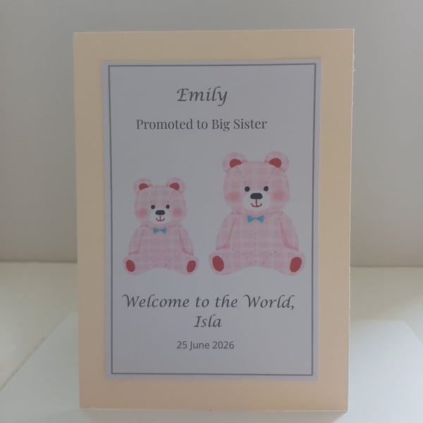 Personalised Big Sister Keepsake, Promoted to Big Sister Gift, Bedroom Decor