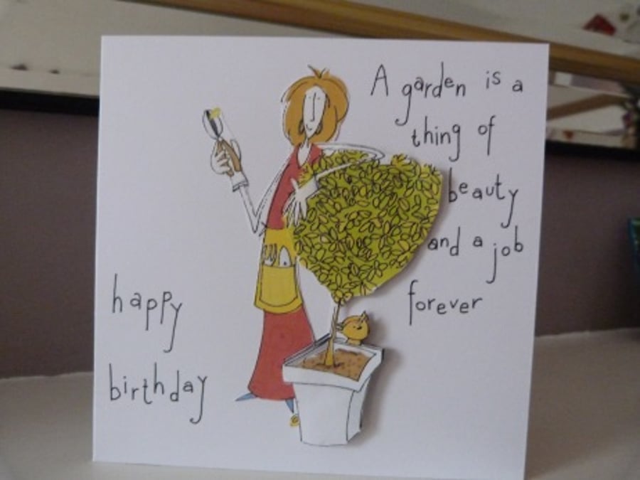 Funky Round Topiary Tree Birthday Card