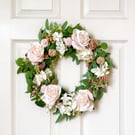 Handmade Blush Rose Door Wreath - Artificial Floral Wreath