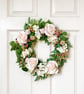 Handmade Blush Rose Door Wreath - Artificial Floral Wreath