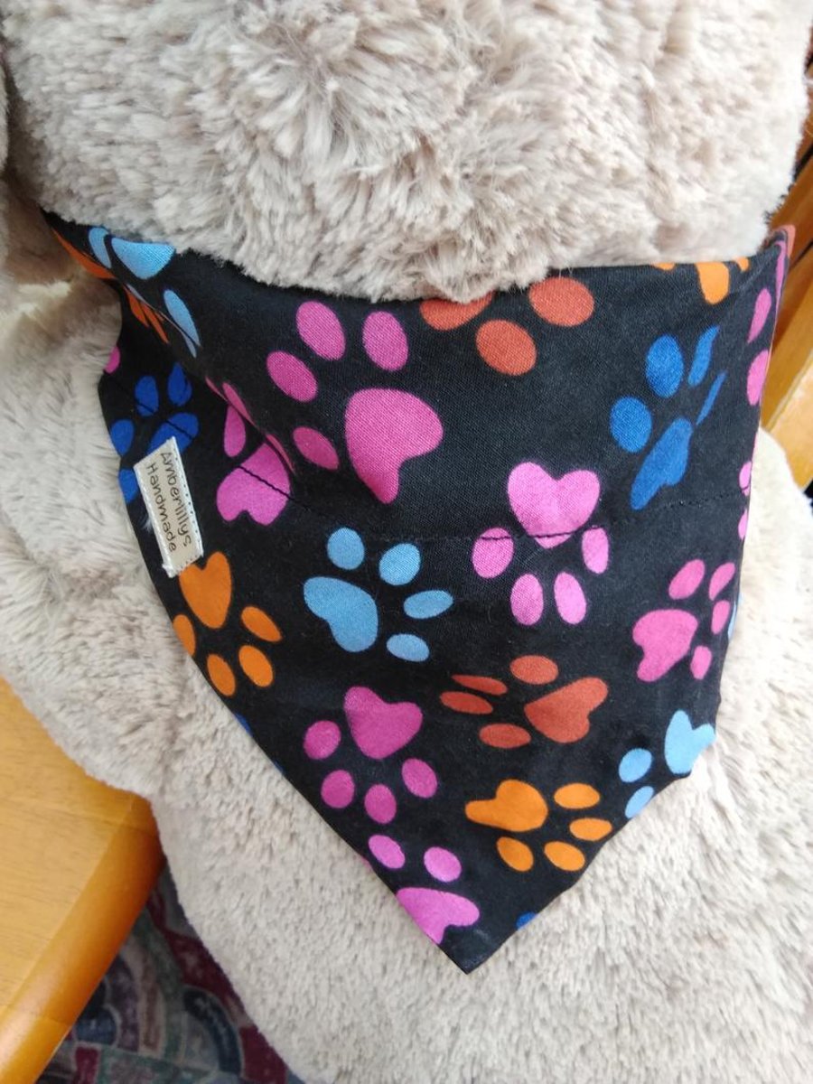 Paw Print Dog Bandana Over the Collar