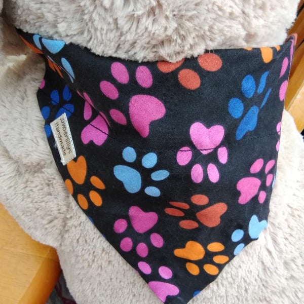 Paw Print Dog Bandana Over the Collar
