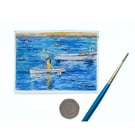 Original ACEO Miniature Watercolour Painting  Lone Boatman