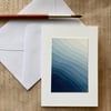 Abstract watercolour waves, hand painted blank card