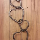 x6 Hanging Interlinked Iron Love Hearts 6th Year Anniversary Iron Wedding Gift