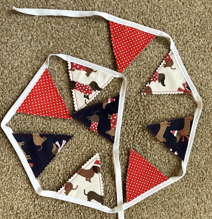 Mini Dachshund Christmas Bunting, Christmas Bunting, Handmade in the UK