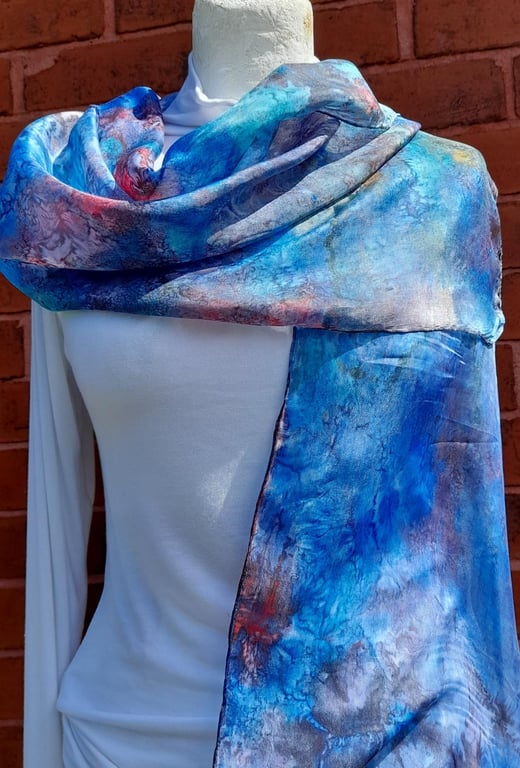 Funky Pure Silk Hand Dyed Scarf 'Lagoon'