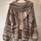 Coastal Inspired Crochet Hooded Jacket One Size (M - XL)