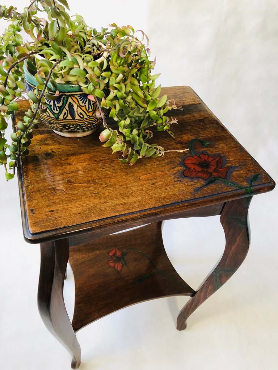 Poppy Antique Plant Stand or Side Table