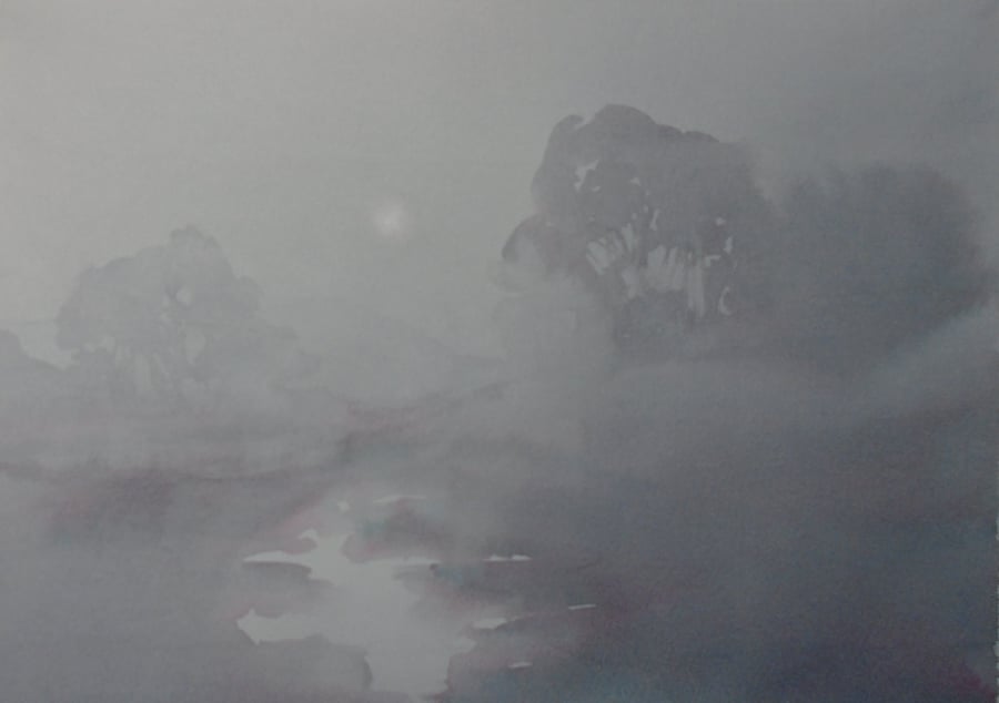Painting from imagination - Misty evening (Original Watercolour Painting) 