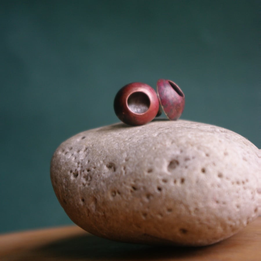 Copper Pod with Silver Base Stud Earrings