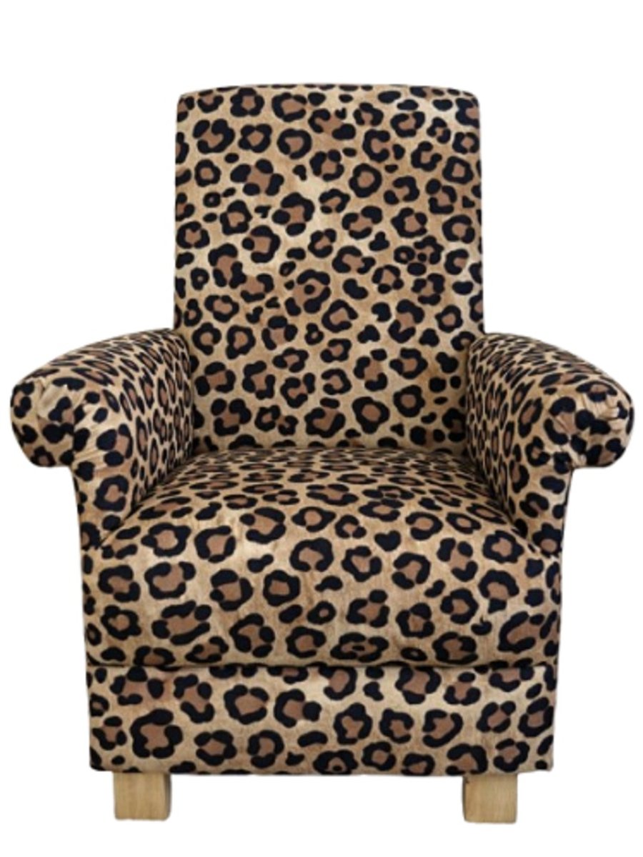 Leopard Skin Fabric Chair Adult Armchair Fireside Small Accent Cats Animals 