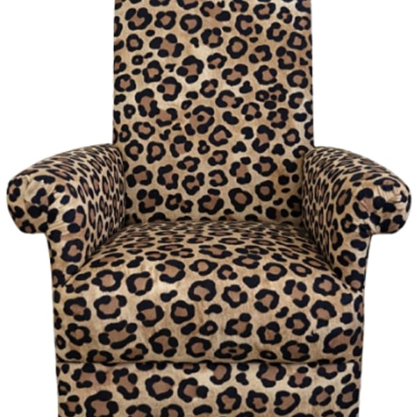 Leopard Skin Fabric Chair Adult Armchair Fireside Small Accent Cats Animals 