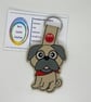 Embroidered Pug Keyring - Image 1