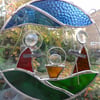 Stained Glass Nativity Ring Suncatcher - Brown and Red