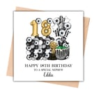 Black & White Football Age Balloon Happy Birthday Card