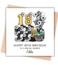 Black & White Football Age Balloon Happy Birthday Card