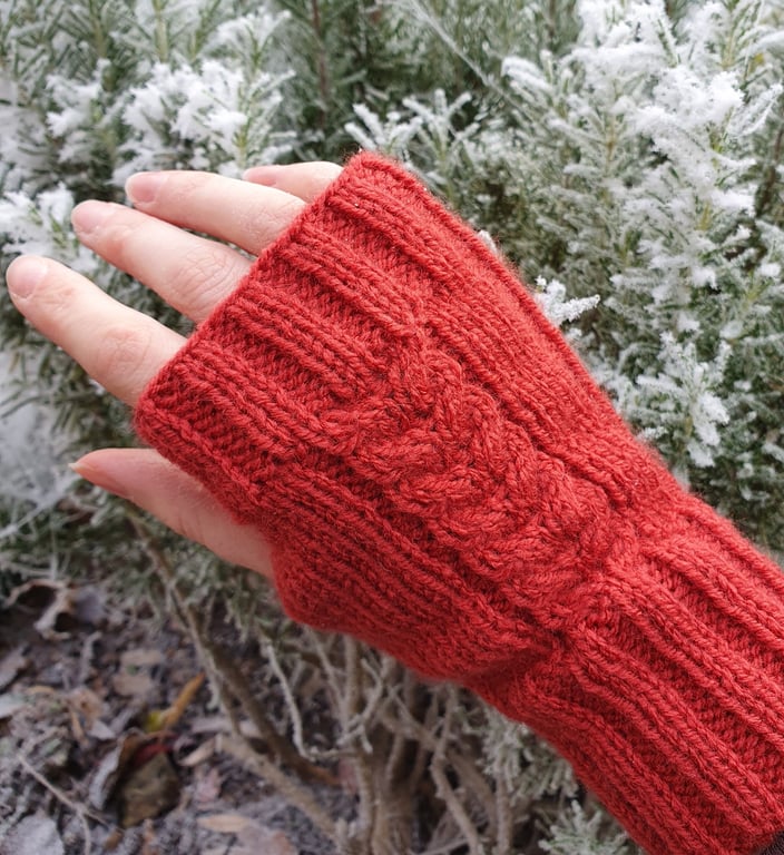 Knitted fingerless gloves - different designs available