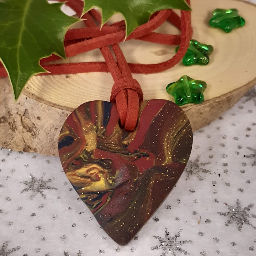 Heart shaped polymer clay pendant