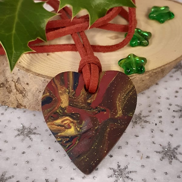 Heart shaped polymer clay pendant